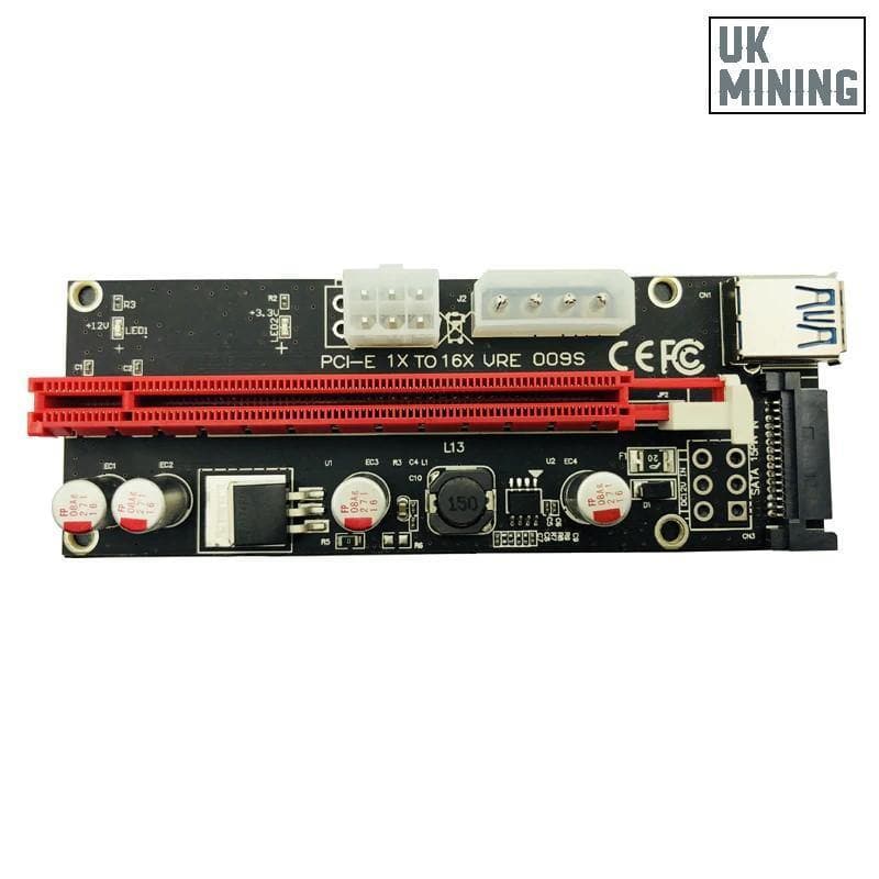 Newest Version • PCIE Riser 1X To 16X Powered riser • Ethereum Mining ETH • USB 3.0 •  Molex/6Pin/Sata •  60CM • HIGH STABILITY • (6Pcs) - UK Mining