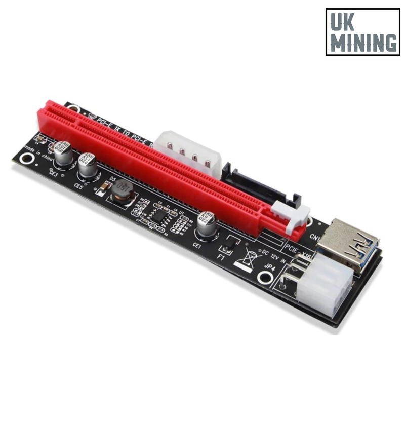 Newest Version • PCI-e Riser 1X To 16X Powered riser • Ethereum Mining ETH • USB 3.0 •  Molex/6Pin/Sata •  60CM • HIGH STABILITY • - UK Mining