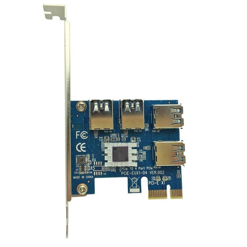 PCIe 1 to 4 PCIe 16X Riser Card PCI-E 1X to 4 USB 3.0 PCI-E Riser Adapter Port Multiplier Card - UK Mining